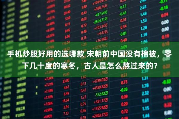 手机炒股好用的选哪款 宋朝前中国没有棉被，零下几十度的寒冬，古人是怎么熬过来的？